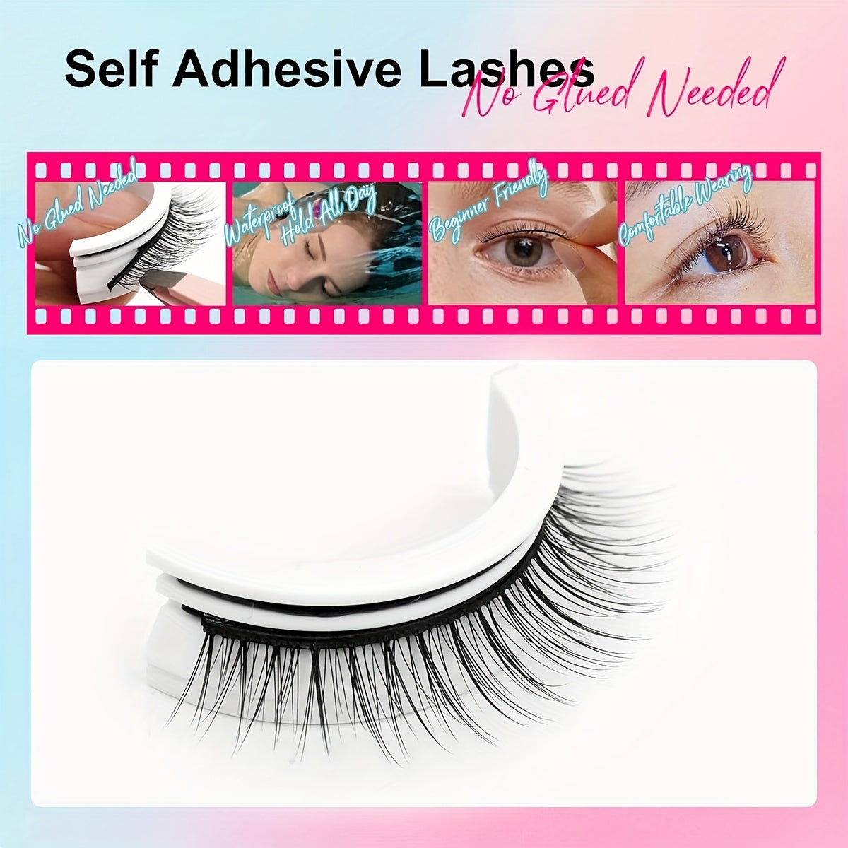 A Set of 5 Pairs of Self-Adhesive False Eyelashes That Are Pre-Glued, Reusable, And Made from Natural Fluffy Materials. They Are Lightweight, Easy to Wear, And Odorless.