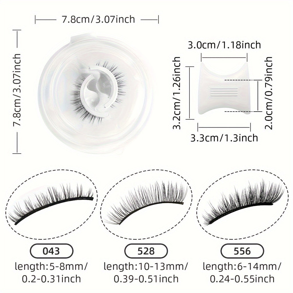 [Glue Free] Self Adhesive Eyelashes | 3 Pairs | 3D Faux Mink | Glue Free, Reusable | Natural Look | 5-14mm
