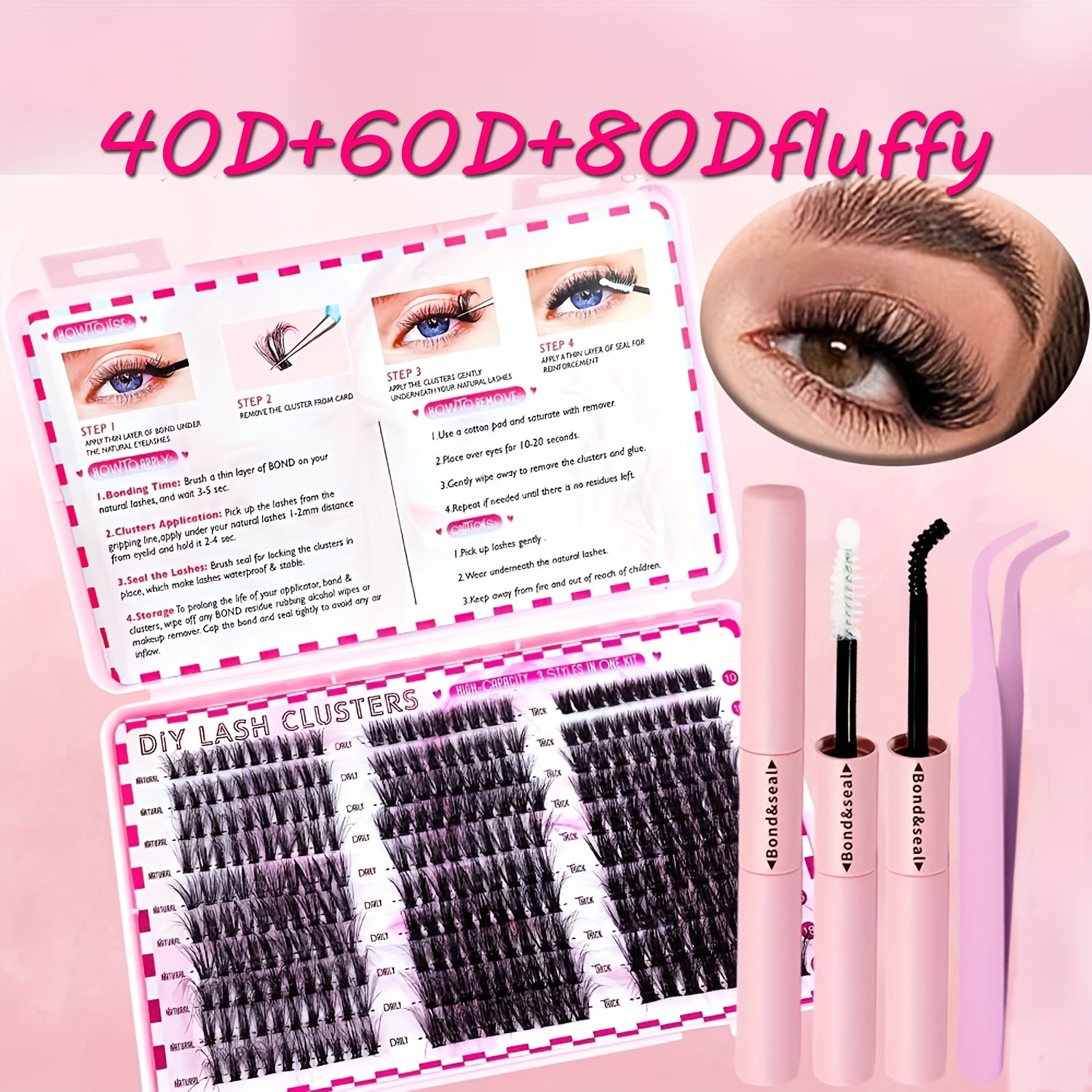 800pcs DIY Eyelash Extension Set - 30D-80D Single Lashes, D Curl, 9-16mm, Extra Thick, Reusable, Beginner-Friendly