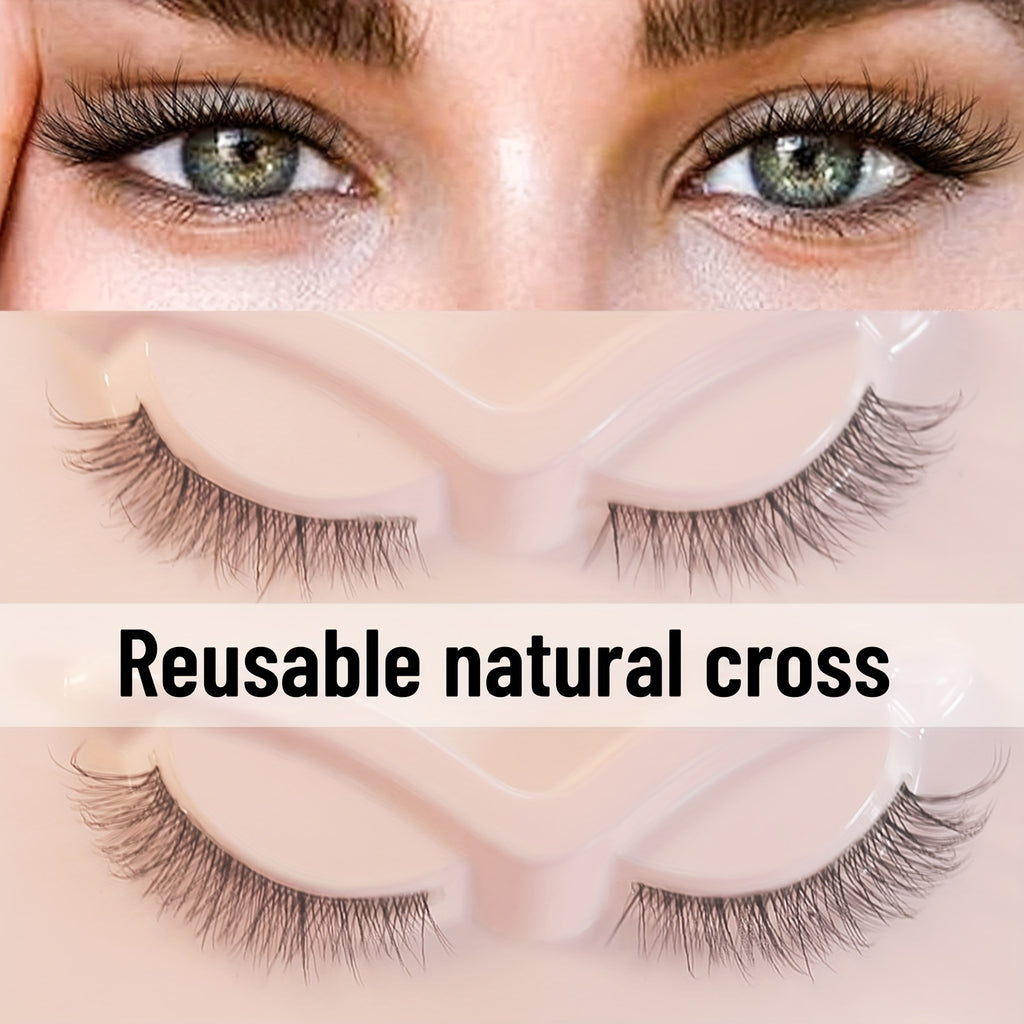 [Natural | 3D] 5 Pairs of 3D Natural False Eyelashes | Slender Imitation Mink Transparent Crossed Cat Eye Lashes Short Eyelash Pack