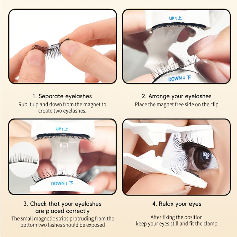 [Trendy Magnetic Eyelashes] FNACCSS 6 Pairs Magnetic Eyelashes Kit - 3D Reusable False Eyelashes with Lash Curler, Brush & Tweezers, No Glue Needed, Beginner-Friendly for Natural Daily & Party Looks, Self-Adhesive with Applicator