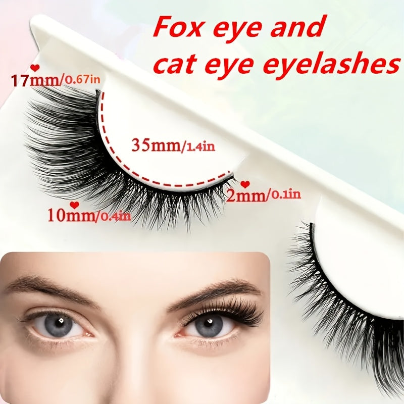 15 Pairs/3 Boxes of Cat Eye False Eyelashes Natural Thick Thick Dramatic Eyelashes 3D Artificial Mink Material Comfortable Reusable Eye Tail Extended Design Look Like Fox Eyes Suitable for Daily Dates, Stage Parties Makeup