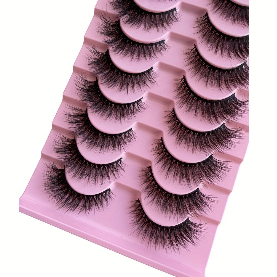10 Pairs Fluffy Volume False Eyelashes - Visibly Thickened Natural Full Lashes, Fake Eyelashes
