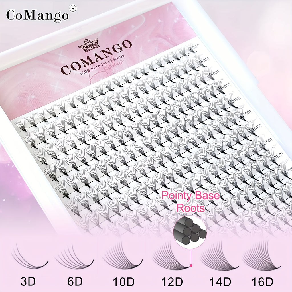 300 fan Handmade Volume Eyelashes Pointy Base 0.07mm/0.05mm 6D-16DW shape Long Lasting Soft Premade Fans Extension