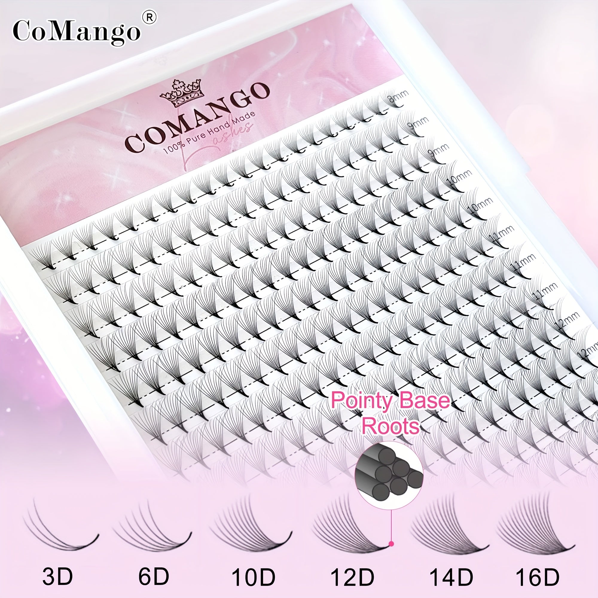 300 fan Handmade Volume Eyelashes Pointy Base 0.07mm/0.05mm 6D-16DW shape Long Lasting Soft Premade Fans Extension