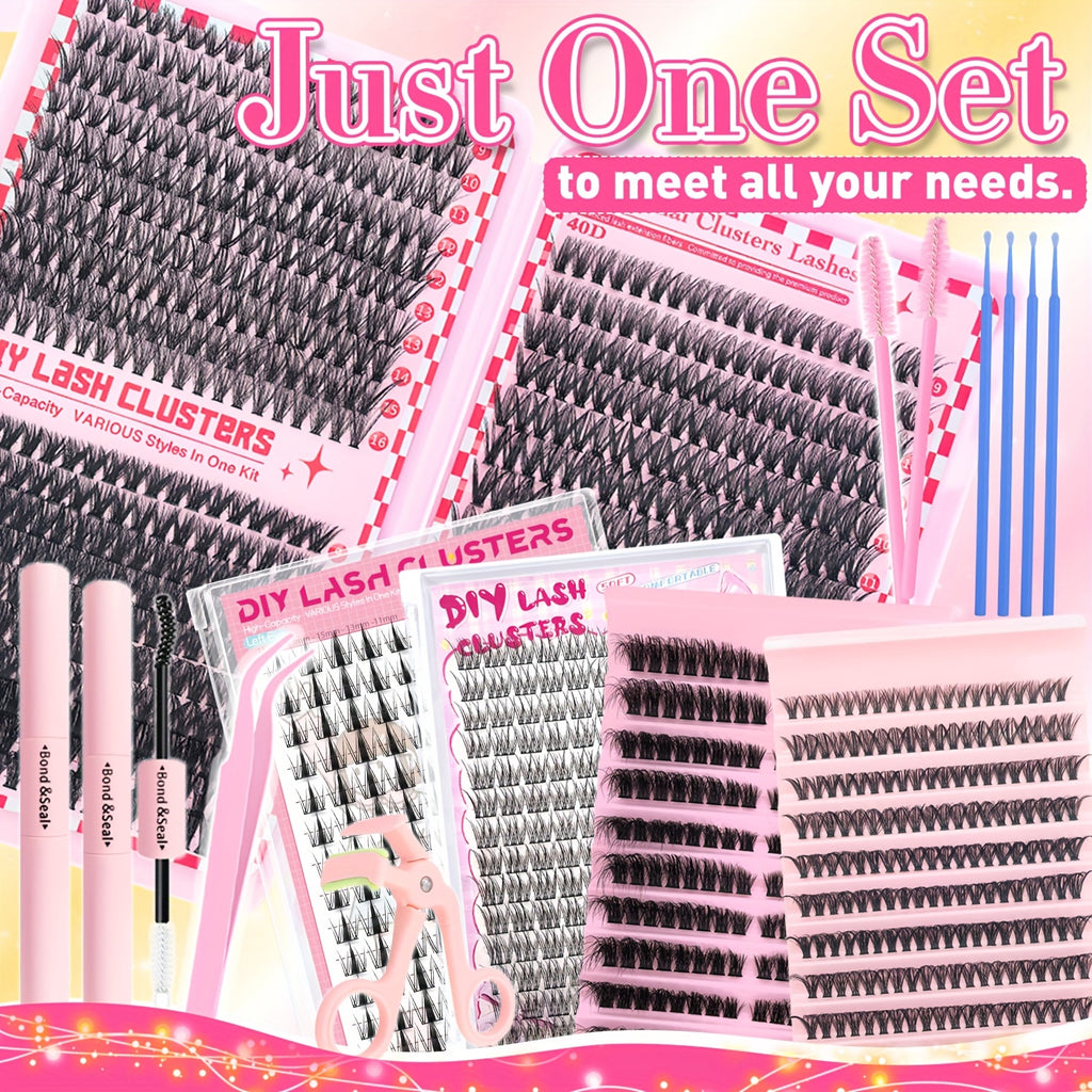 15pcs Set Mixed Length 9-16mm/D Curl/DIY Eyelash Extension/Individual Eyelashes Kit/30D40D50D80D/Fish tail Eyelash/Anime Eyelash/with Glue tool/Natural/Exten Thick/Ultra soft/Reusable/Wedding/Music Festival/Thanksgiving Day And daily use/Gift Set