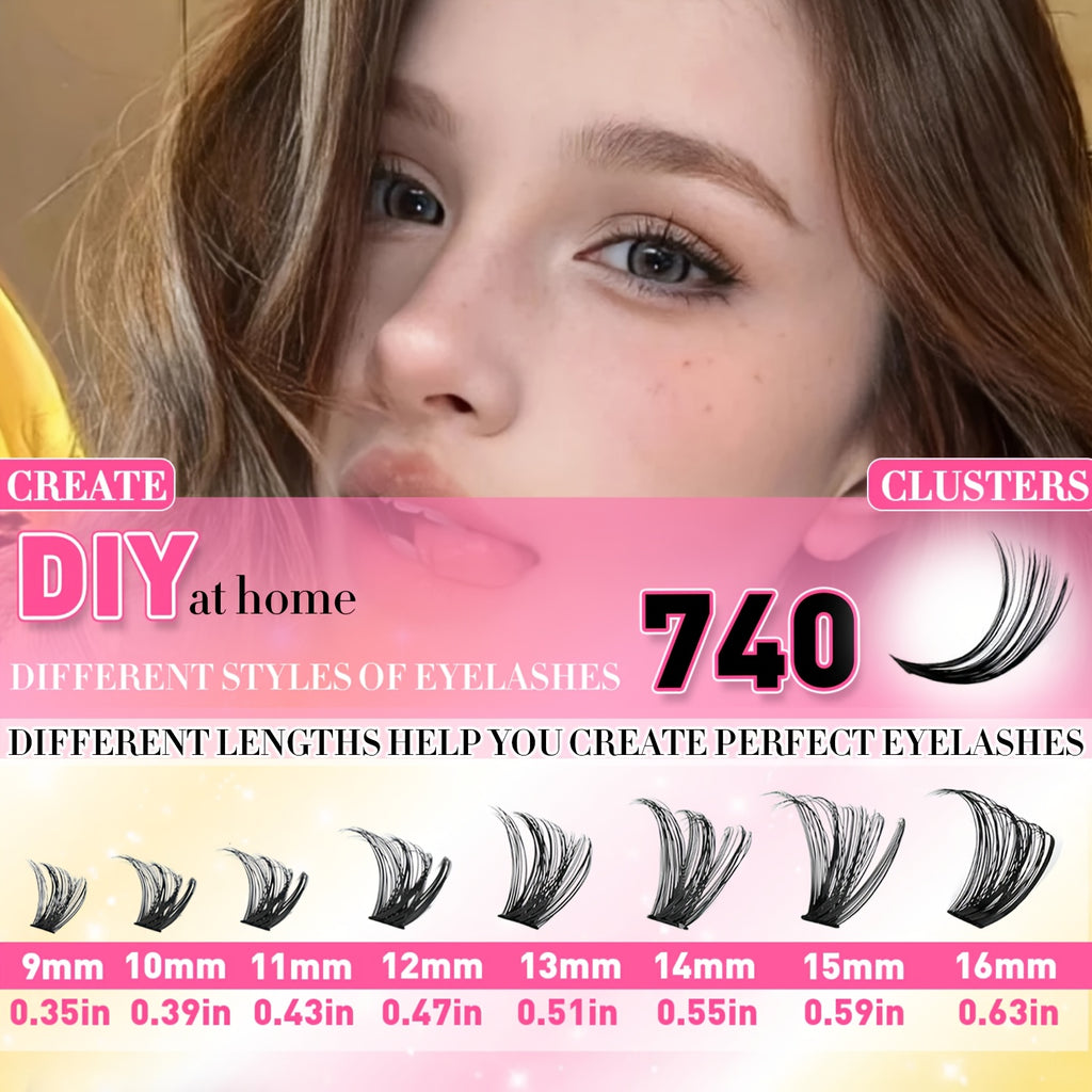 15pcs Set Mixed Length 9-16mm/D Curl/DIY Eyelash Extension/Individual Eyelashes Kit/30D40D50D80D/Fish tail Eyelash/Anime Eyelash/with Glue tool/Natural/Exten Thick/Ultra soft/Reusable/Wedding/Music Festival/Thanksgiving Day And daily use/Gift Set