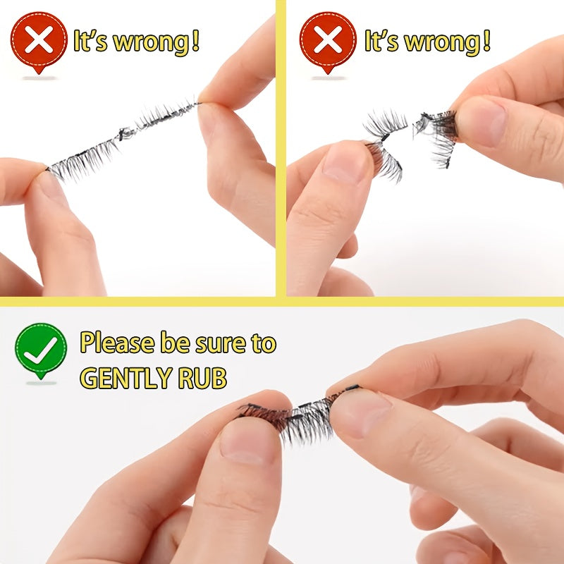 [Trendy Magnetic Eyelashes] FNACCSS 6 Pairs Magnetic Eyelashes Kit - 3D Reusable False Eyelashes with Lash Curler, Brush & Tweezers, No Glue Needed, Beginner-Friendly for Natural Daily & Party Looks, Self-Adhesive with Applicator