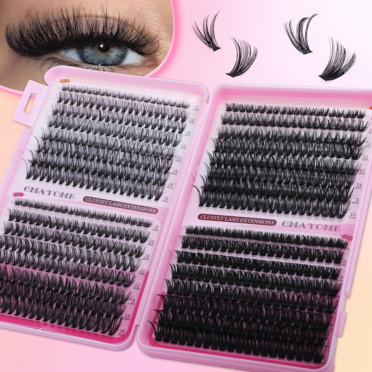 [640pcs Lash Extension Kit] 640pcs Thick Volume Lash Clusters | High-Capacity DIY Individual Lashes with Wispy Lash Bond, Glue Tweezer, and Brush for At-Home Eyelash Extensions