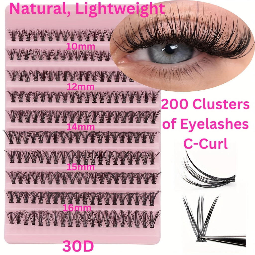 [DIY Eyelash Extension] 400/720pcs DIY Eyelash Extension Set | 9-18mm Mix 30D 40D Single Eyelash Tuft with Eyelash Bonding & Tweezers for Beginners - Exquisite Gift Set for New Year Gifts, Valentine's Day Gifts