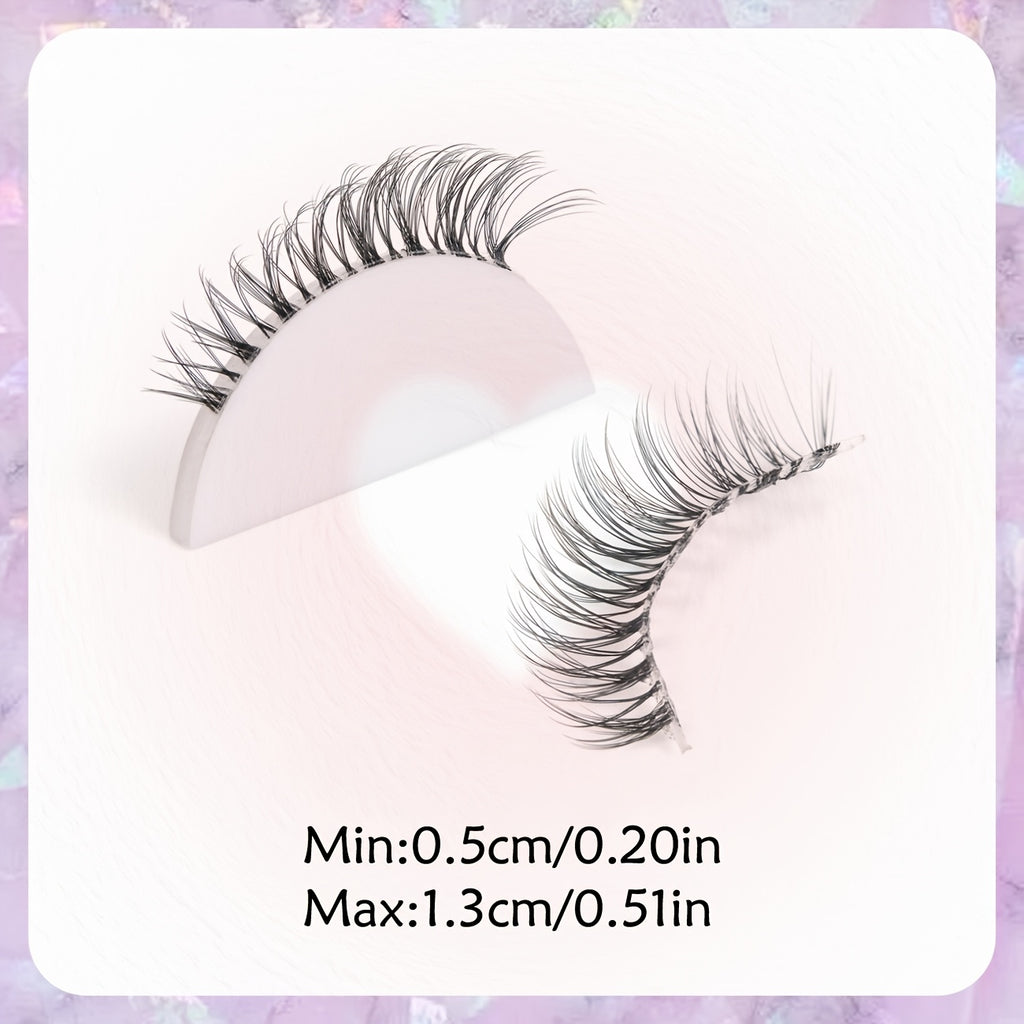 10 Pairs 3D Doll Natural Fluffy Cross Eyelashes, Hypoallergenic B C D Curl, 6-9mm & 13-15mm Length, Transparent Stem, Invisible Extension for Enhanced Eyes, Daily Light Makeup BHZD-006D-3