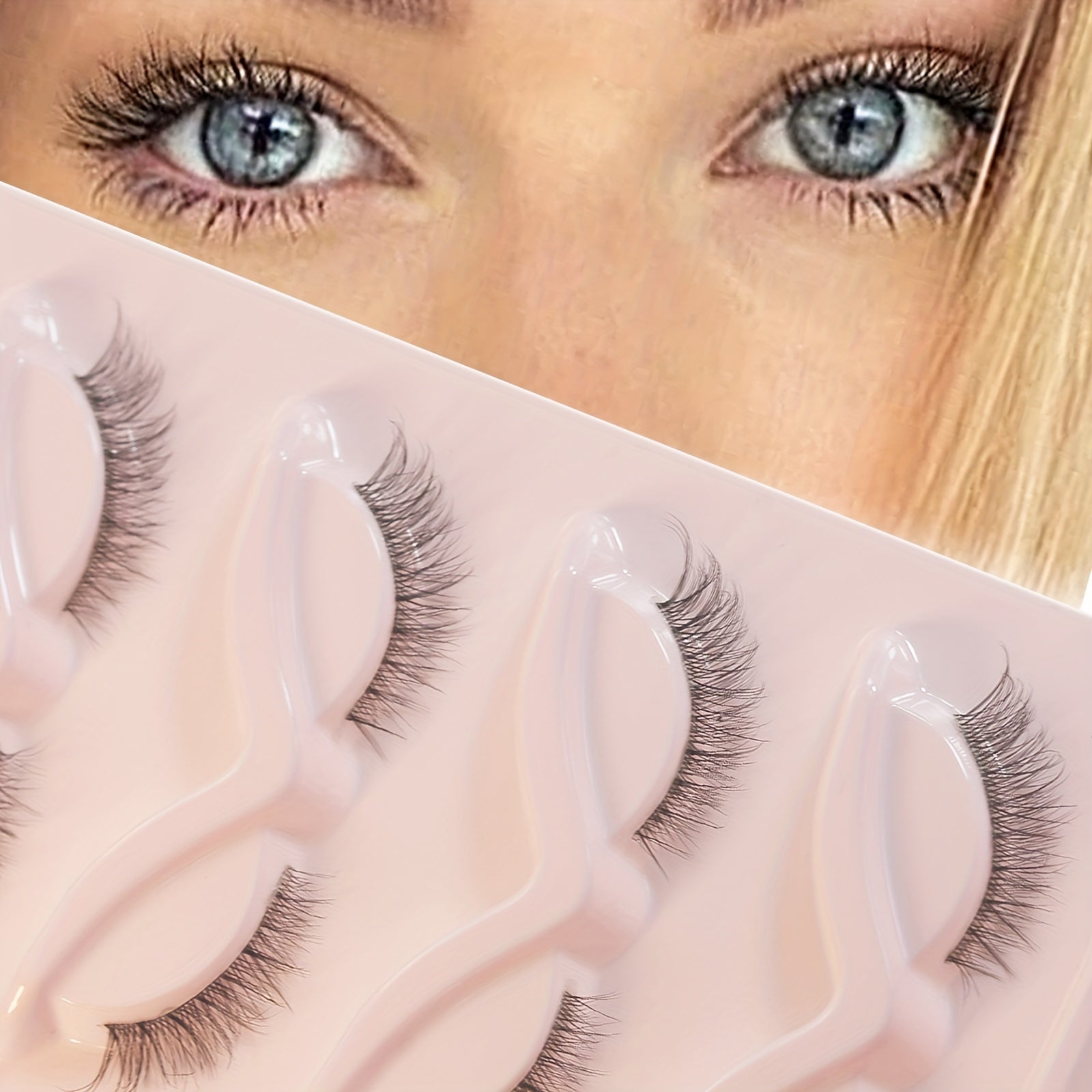 [Natural | 3D] 5 Pairs of 3D Natural False Eyelashes | Slender Imitation Mink Transparent Crossed Cat Eye Lashes Short Eyelash Pack