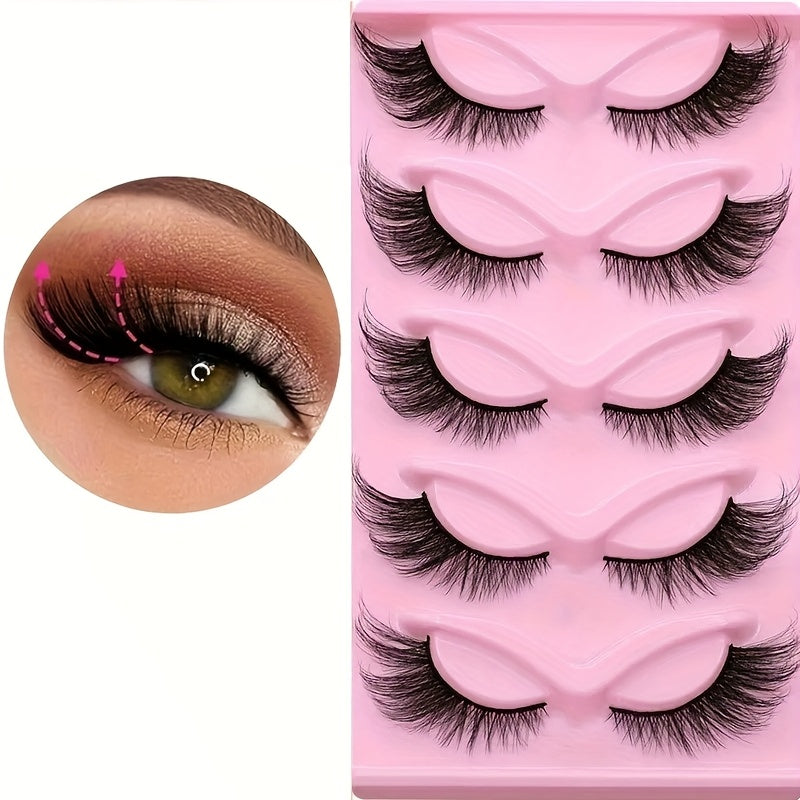 4 Boxes/20 Pairs Long 3D Fox Cat Eye False Eyelashes - Festive Gift, Slim, Thickened Tips for Dramatic Lengthening Effect - Reusable Strip Lashes for a Captivating Look, Perfect for Black Friday, Christmas, Thanksgiving, Mother's Day Parties & Events