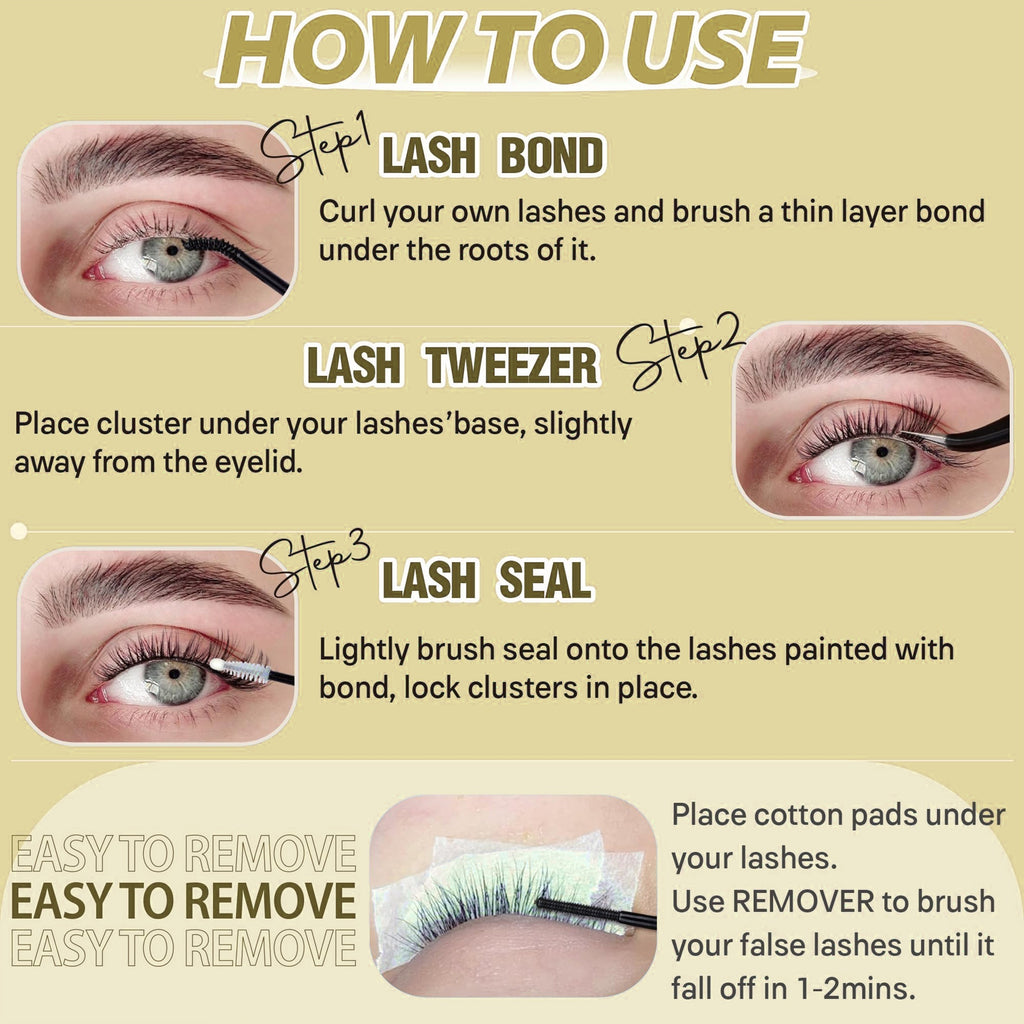 [Natural Clusters] Natural Eyelash Clusters | 140 in 14 Rows | Natural Clusters | Cat Eye Extensions | Left And Right Fox Eye Lashes