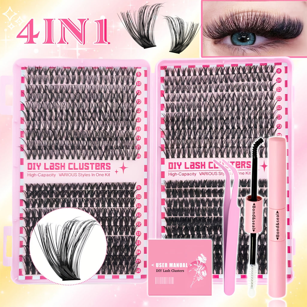 800pcs DIY Eyelash Extension Set - 30D-80D Single Lashes, D Curl, 9-16mm, Extra Thick, Reusable, Beginner-Friendly