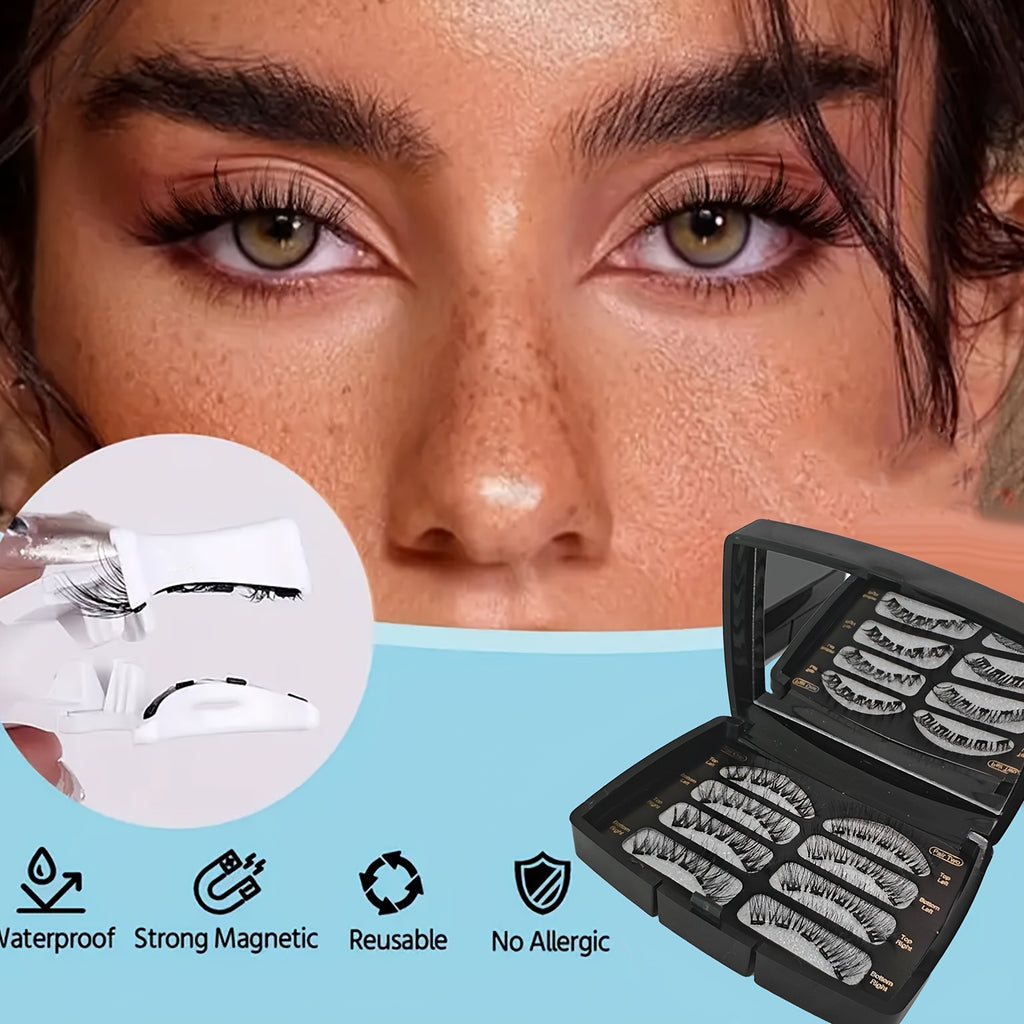 [Magnetic 3D Eyelashes] 7 Times Magnetic 3D Eyelashes | Reusable, Daily Wear, No Glue Needed, Long-lasting Beauty Without Worries