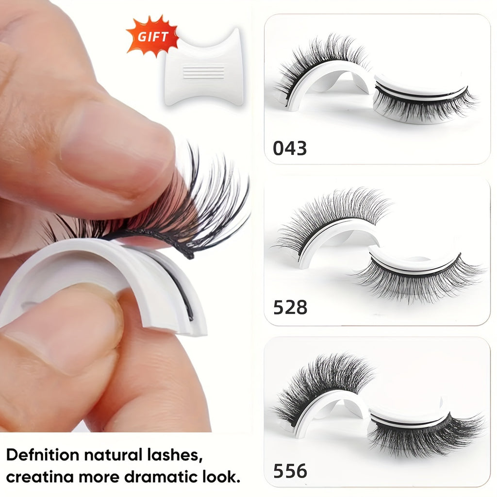 [Glue Free] Self Adhesive Eyelashes | 3 Pairs | 3D Faux Mink | Glue Free, Reusable | Natural Look | 5-14mm