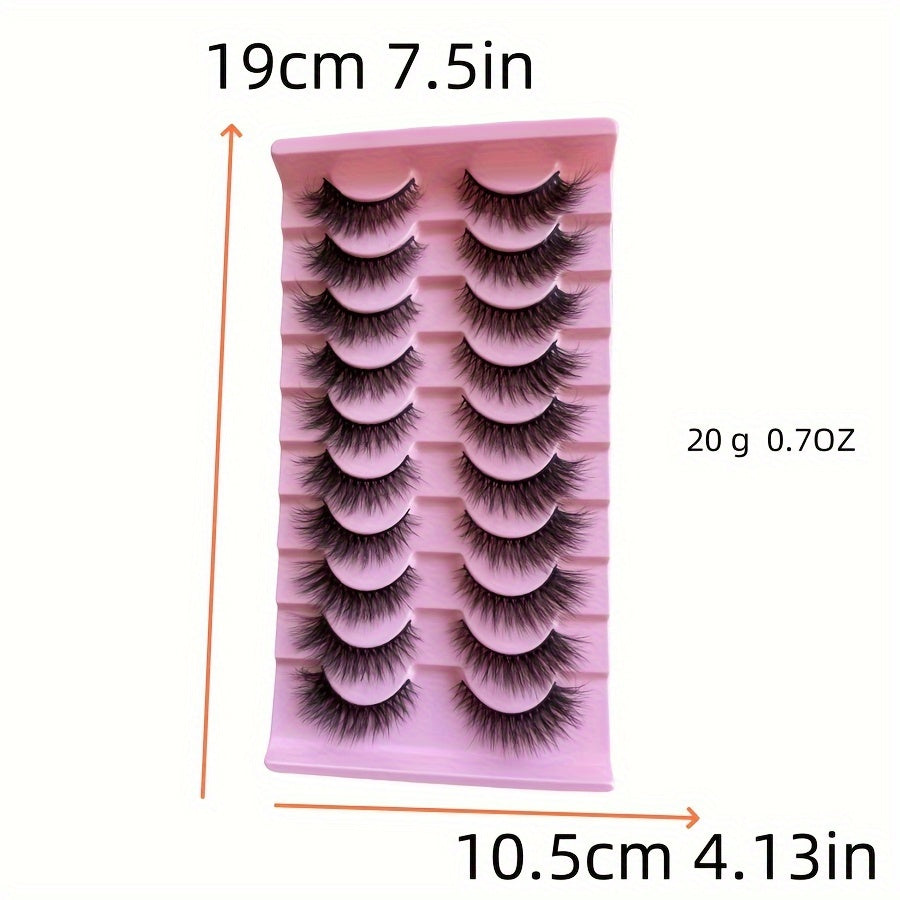 10 Pairs Fluffy Volume False Eyelashes - Visibly Thickened Natural Full Lashes, Fake Eyelashes