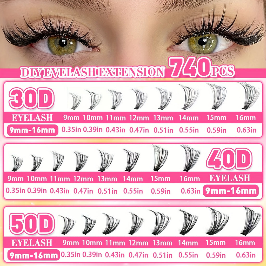 15pcs Set Mixed Length 9-16mm/D Curl/DIY Eyelash Extension/Individual Eyelashes Kit/30D40D50D80D/Fish tail Eyelash/Anime Eyelash/with Glue tool/Natural/Exten Thick/Ultra soft/Reusable/Wedding/Music Festival/Thanksgiving Day And daily use/Gift Set