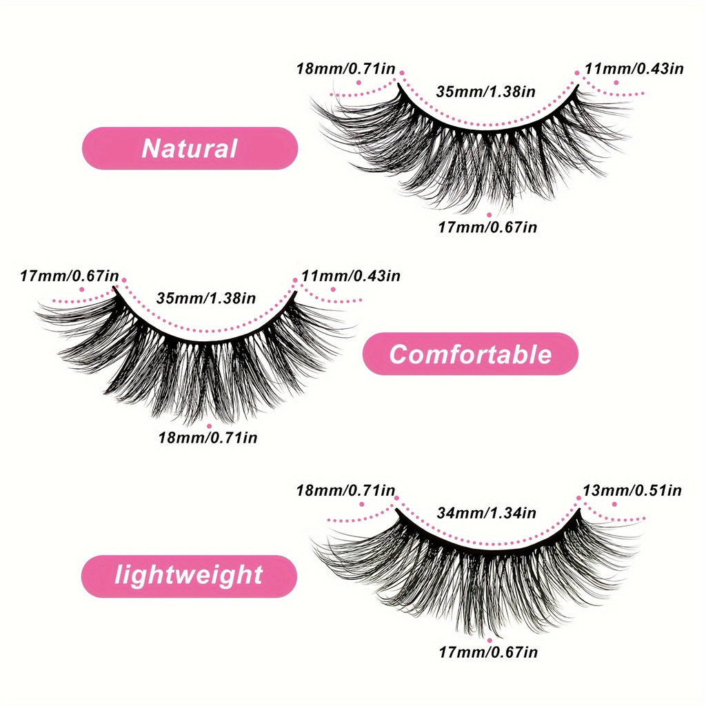 30 Pairs of Black False Eyelashes Mix 3 Styles, Thick Curly Eyelashes Cat-Eye Fluffy Lashes, For Daily & Party Makeup