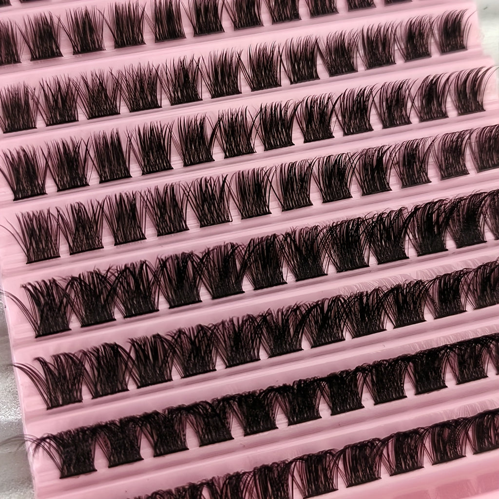 120/160/200pcs Natural Look D Curl Lash Clusters (9–16mm), DIY Eyelash Extensions Kit with Mixed 40D, T50, 80D, and 80D-Cat Eye Styles, Extra Thick Beginner-Friendly, Lightweight, Comfortable to Wear, and Reusable for Salon-Quality Results at Home