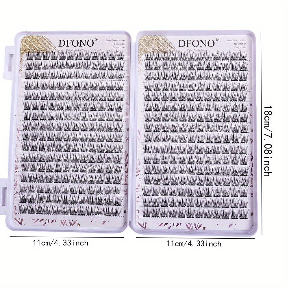 384 Clusters Fishtail DIY Eyelashes Soft Light Reusable Cluster Lashes for Daily Makeup Natural Look Easy to Apply Long Lasting