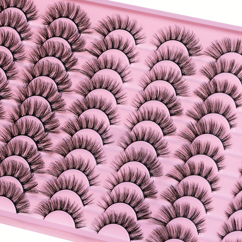 30 Pairs of Black False Eyelashes Mix 3 Styles, Thick Curly Eyelashes Cat-Eye Fluffy Lashes, For Daily & Party Makeup