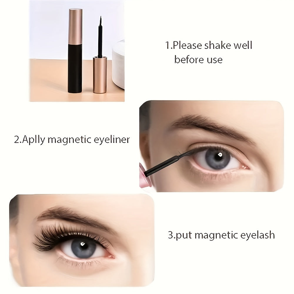 10 Pairs Reusable Magnetic False Eyelashes Kit - Easy, Glue-Free, and Alcohol-Free Application with 2 Long-Lasting Eyeliner Pens and Tweezers - Perfect for Beginners, Natural Look for Parties, Festivals, and Everyday Use