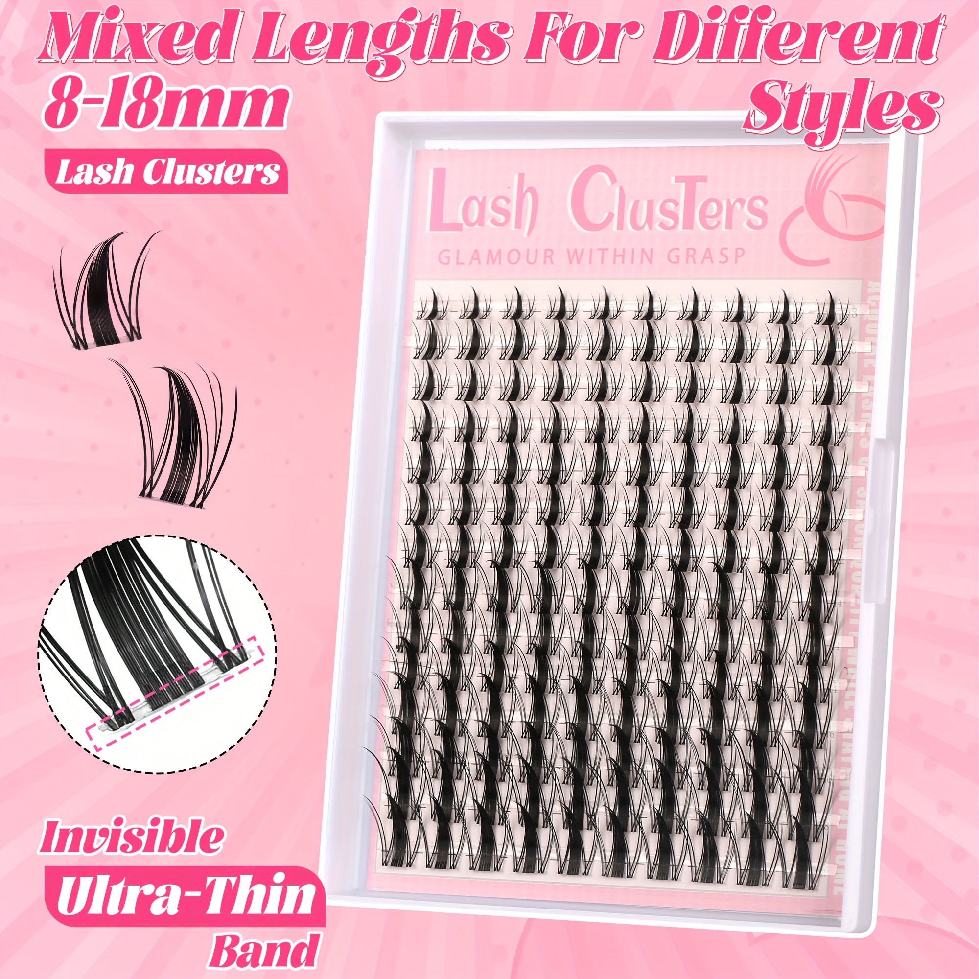 140pcs Fairy Lash Kit - 8-18mm Manga Eyelash, C Curl, Ultra-Thin Invisible Band, Natural Extensions for DIY Anime Lashes