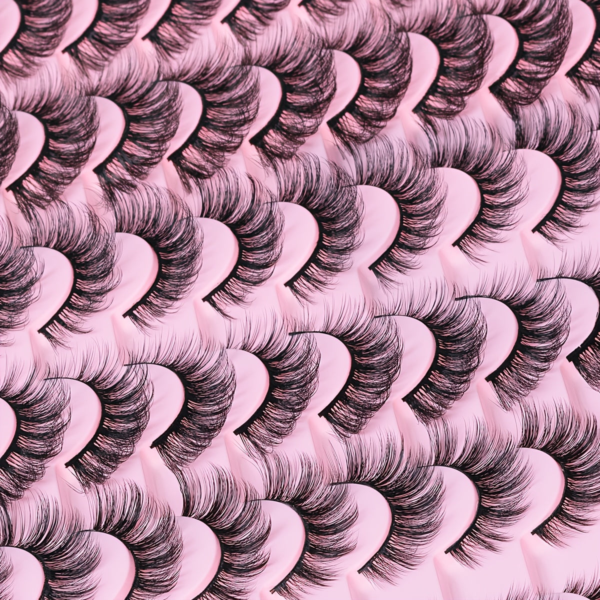 30 Pairs of Black False Eyelashes Mix 3 Styles, Thick Curly Eyelashes Cat-Eye Fluffy Lashes, For Daily & Party Makeup