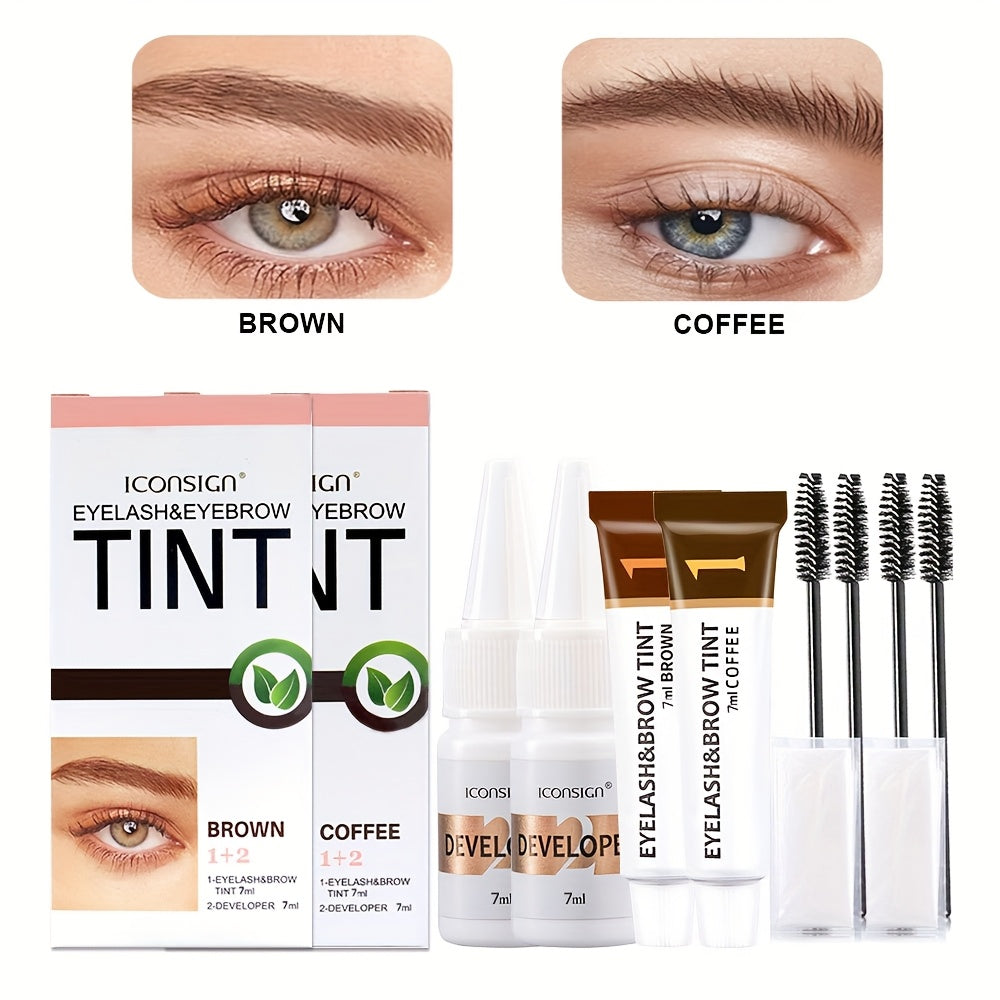 [2-in-1 Eyelash & Brow Kit] 2-in-1 Eyelash & Eyebrow Kit - 2-Pack, 3-Pack, or Single Pack | Professional Lash & Brow Color Kit | Lasting for 6 Weeks | DIY Hair Coloring for Salon & Home Use