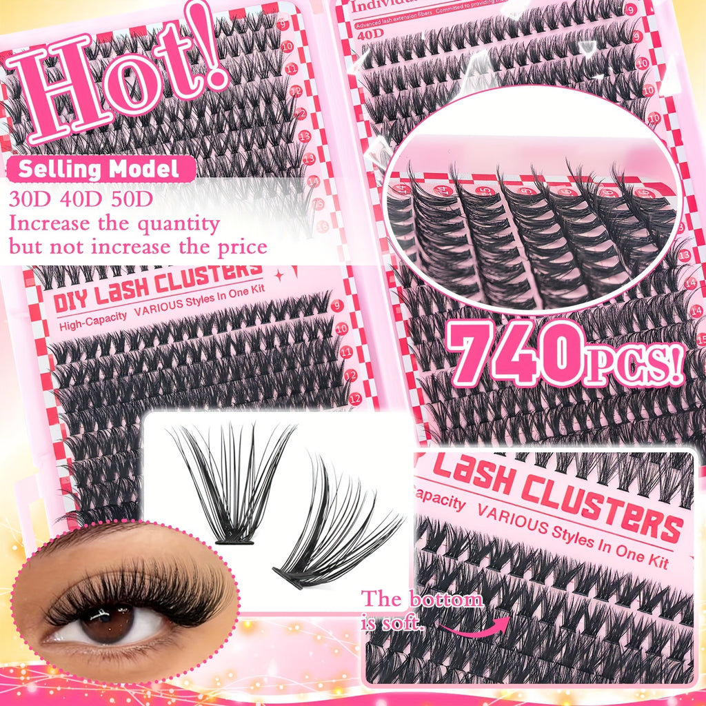 15pcs Set Mixed Length 9-16mm/D Curl/DIY Eyelash Extension/Individual Eyelashes Kit/30D40D50D80D/Fish tail Eyelash/Anime Eyelash/with Glue tool/Natural/Exten Thick/Ultra soft/Reusable/Wedding/Music Festival/Thanksgiving Day And daily use/Gift Set
