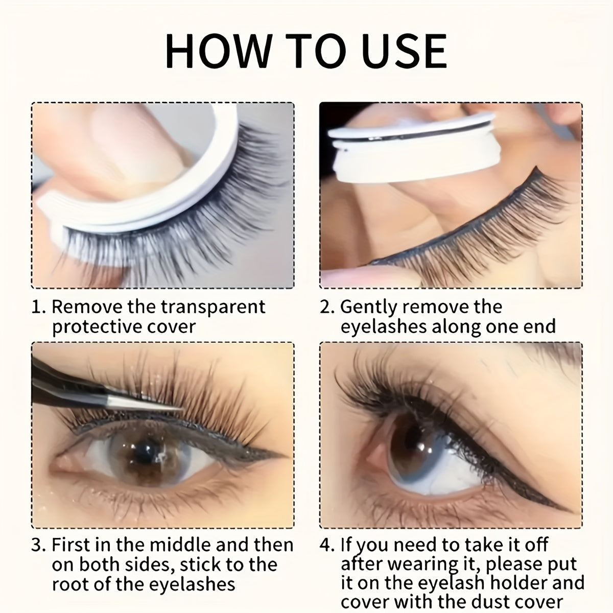 A Set of 5 Pairs of Self-Adhesive False Eyelashes That Are Pre-Glued, Reusable, And Made from Natural Fluffy Materials. They Are Lightweight, Easy to Wear, And Odorless.