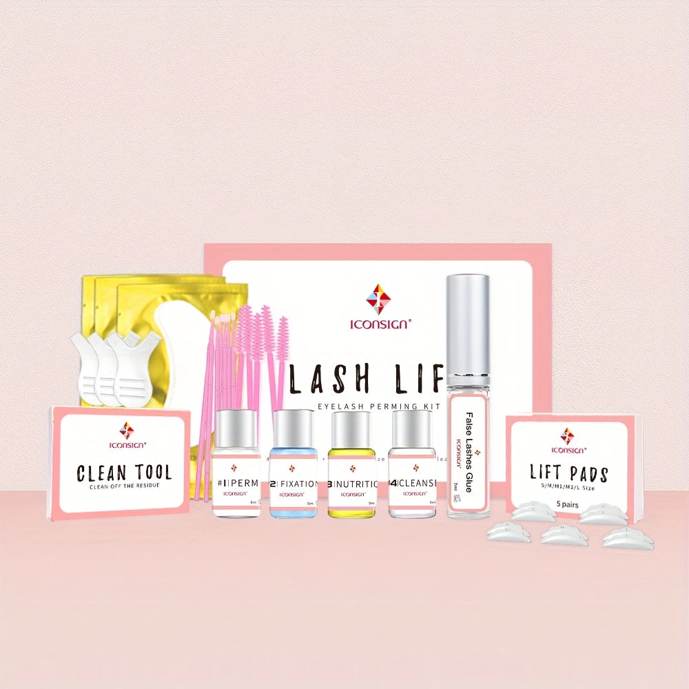[ICONSIGN Lash Lift] ICONSIGN Long-Lasting Lash Lift Kit | Eyelash Perming Lotion, Fixation Glue, and Cleansing Tool for Home and Salon Use
