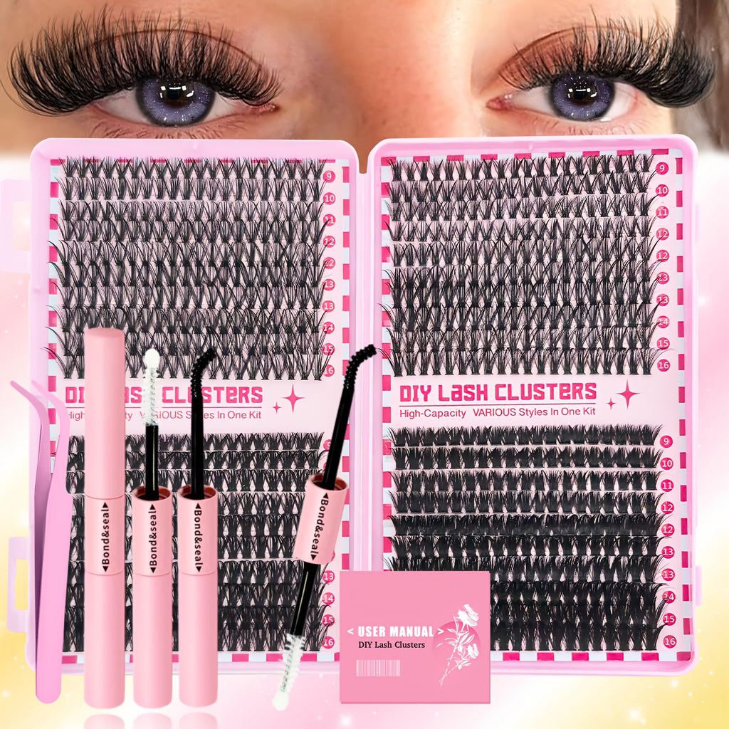 800pcs DIY Eyelash Extension Set - 30D-80D Single Lashes, D Curl, 9-16mm, Extra Thick, Reusable, Beginner-Friendly