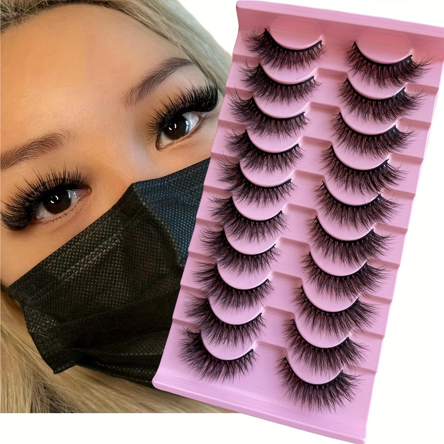10 Pairs Fluffy Volume False Eyelashes - Visibly Thickened Natural Full Lashes, Fake Eyelashes