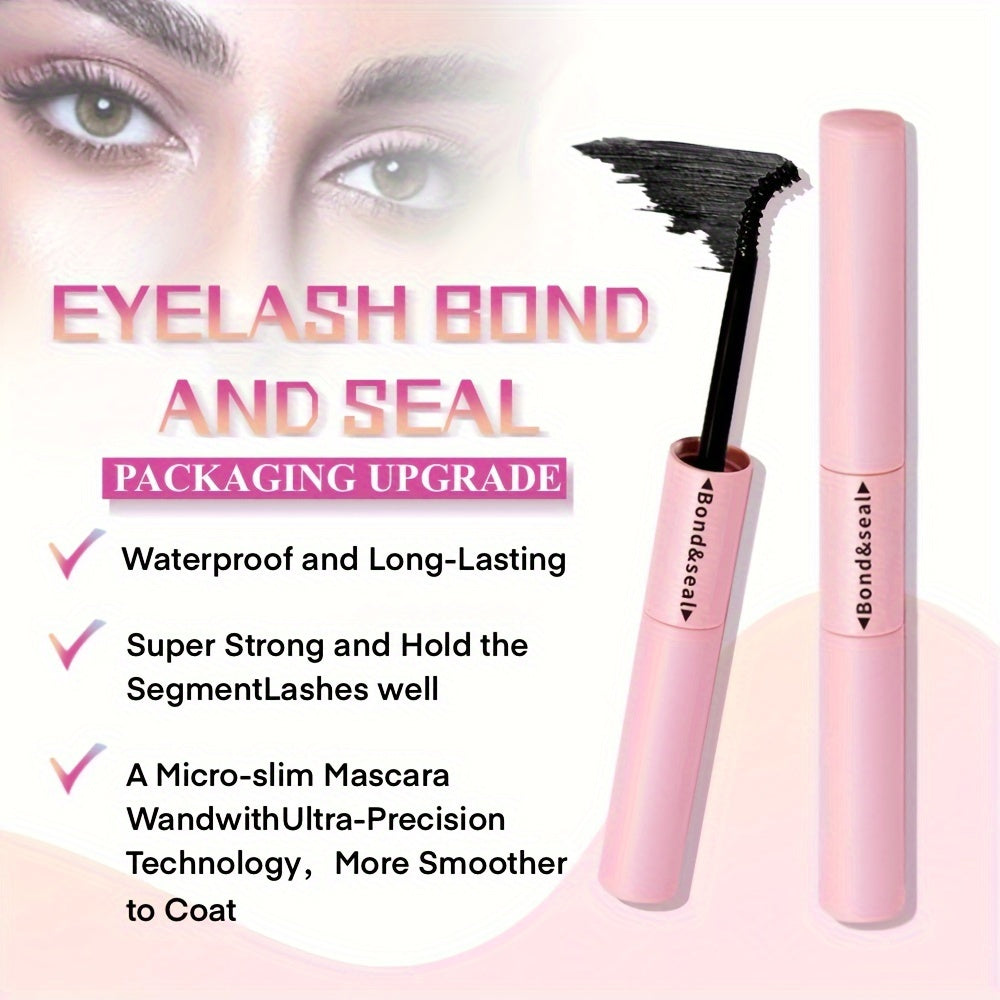 Waterproof Eyelash Extension Kit with Brush and Tweezers, Black Quick-Drying Glue, 72 Hours Hold, Comfortable Applicator Tool