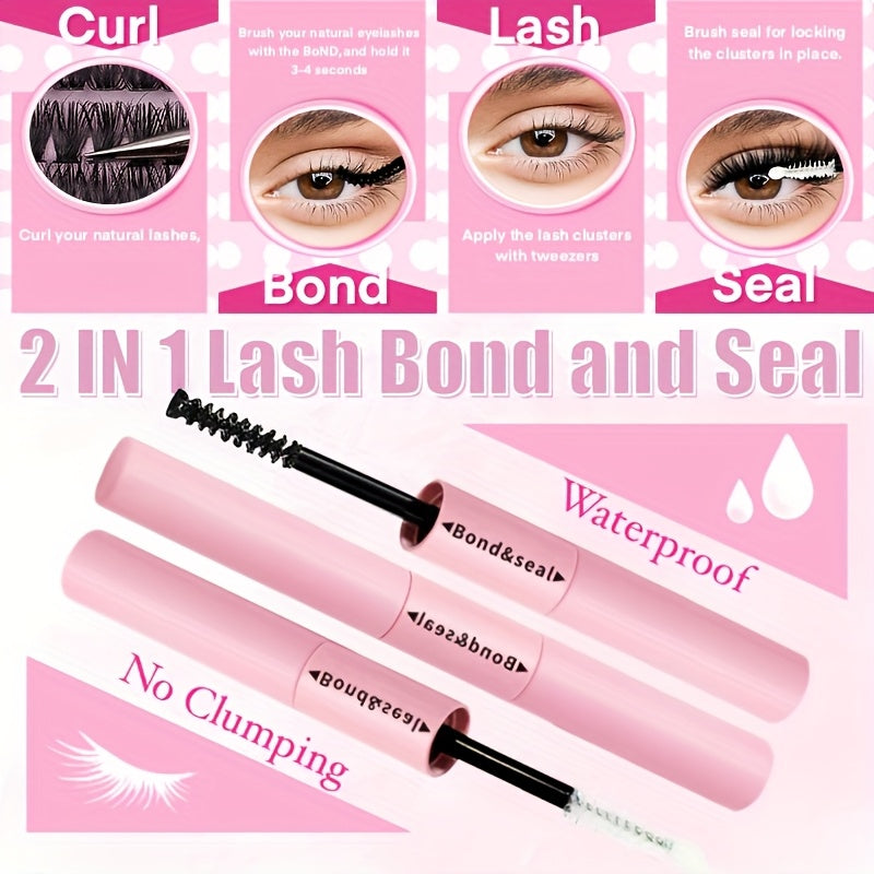 800/621/180/2pcs clustered self-grafted false eyelashes DIY kit, Wild Makeup style, mixed length 8-18mm, D curl, with false eyelash glue tweezers brush remover and grafting tool, suitable for beginners, perfect Mother's Day/Valentine's Day gift