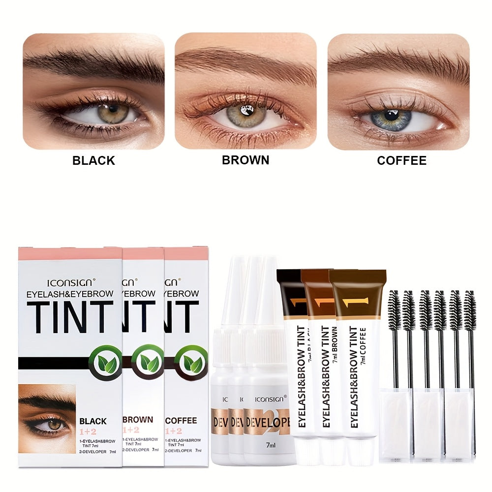 [2-in-1 Eyelash & Brow Kit] 2-in-1 Eyelash & Eyebrow Kit - 2-Pack, 3-Pack, or Single Pack | Professional Lash & Brow Color Kit | Lasting for 6 Weeks | DIY Hair Coloring for Salon & Home Use
