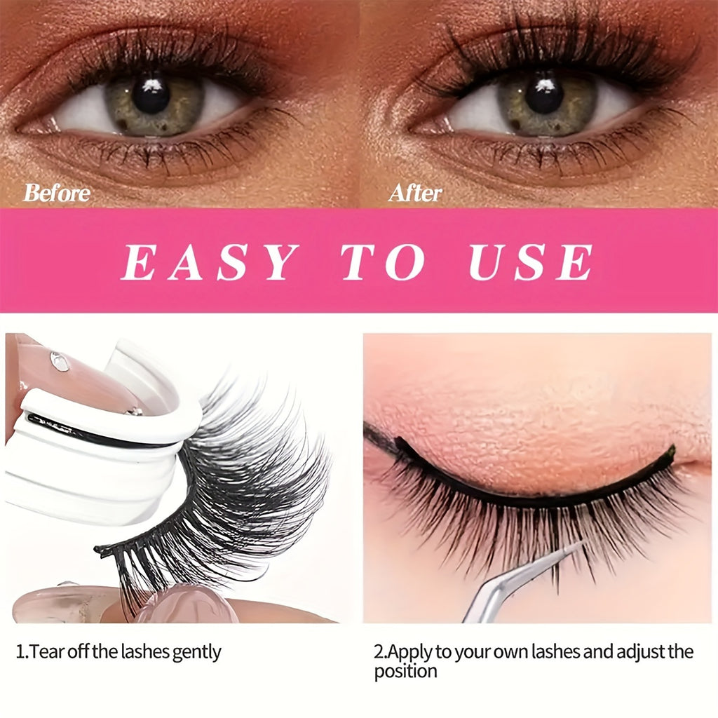 [Glue Free] Self Adhesive Eyelashes | 3 Pairs | 3D Faux Mink | Glue Free, Reusable | Natural Look | 5-14mm