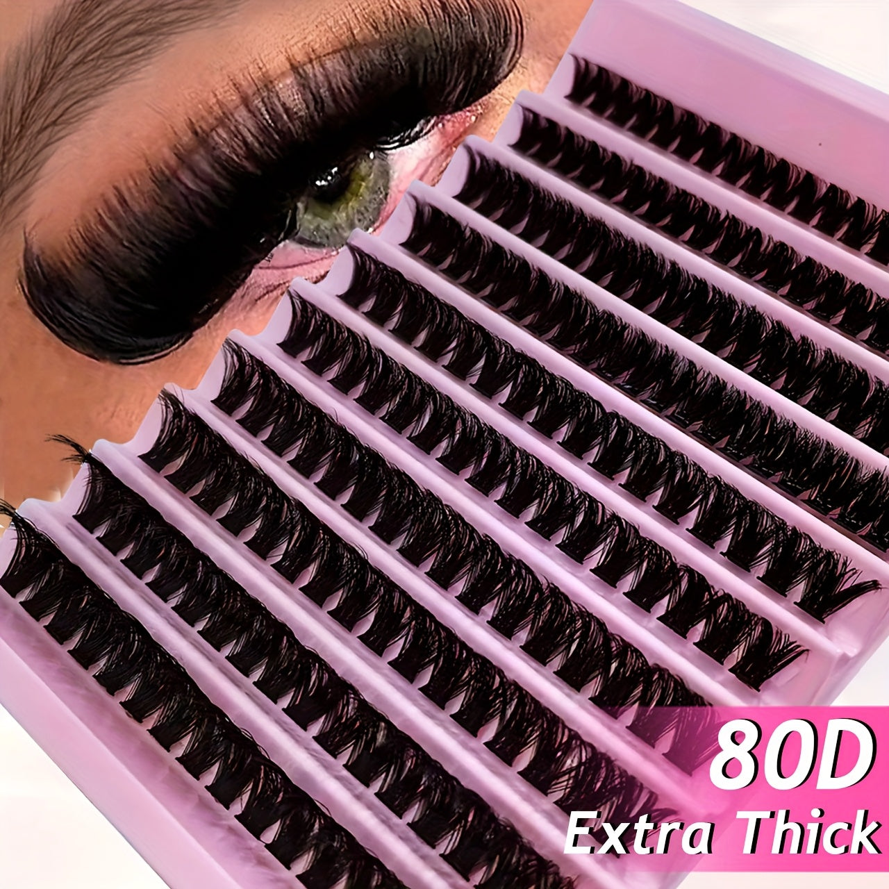 120/160/200pcs Natural Look D Curl Lash Clusters (9–16mm), DIY Eyelash Extensions Kit with Mixed 40D, T50, 80D, and 80D-Cat Eye Styles, Extra Thick Beginner-Friendly, Lightweight, Comfortable to Wear, and Reusable for Salon-Quality Results at Home