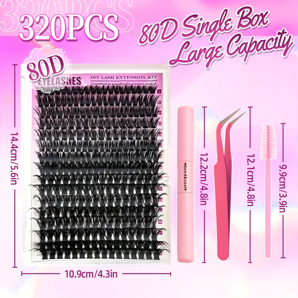 [320pcs Makeup Lash] 720/320pcs Soft & Durable Makeup Lash Clusters | Including 80D, 100D Specifications, Wearing Tools, Two Styles, Suitable for Beginners and Daily Use