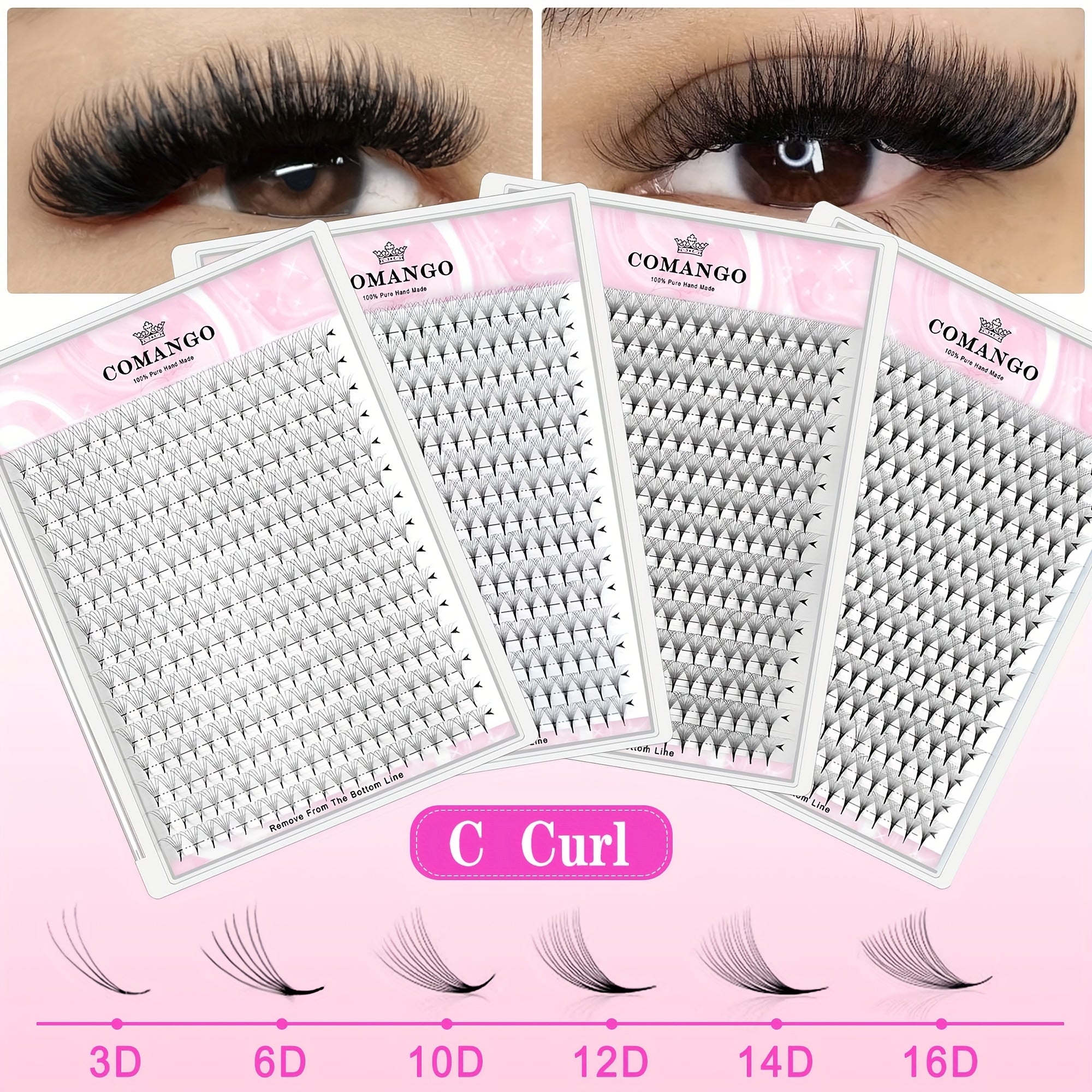 300 fan Handmade Volume Eyelashes Pointy Base 0.07mm/0.05mm 6D-16DW shape Long Lasting Soft Premade Fans Extension