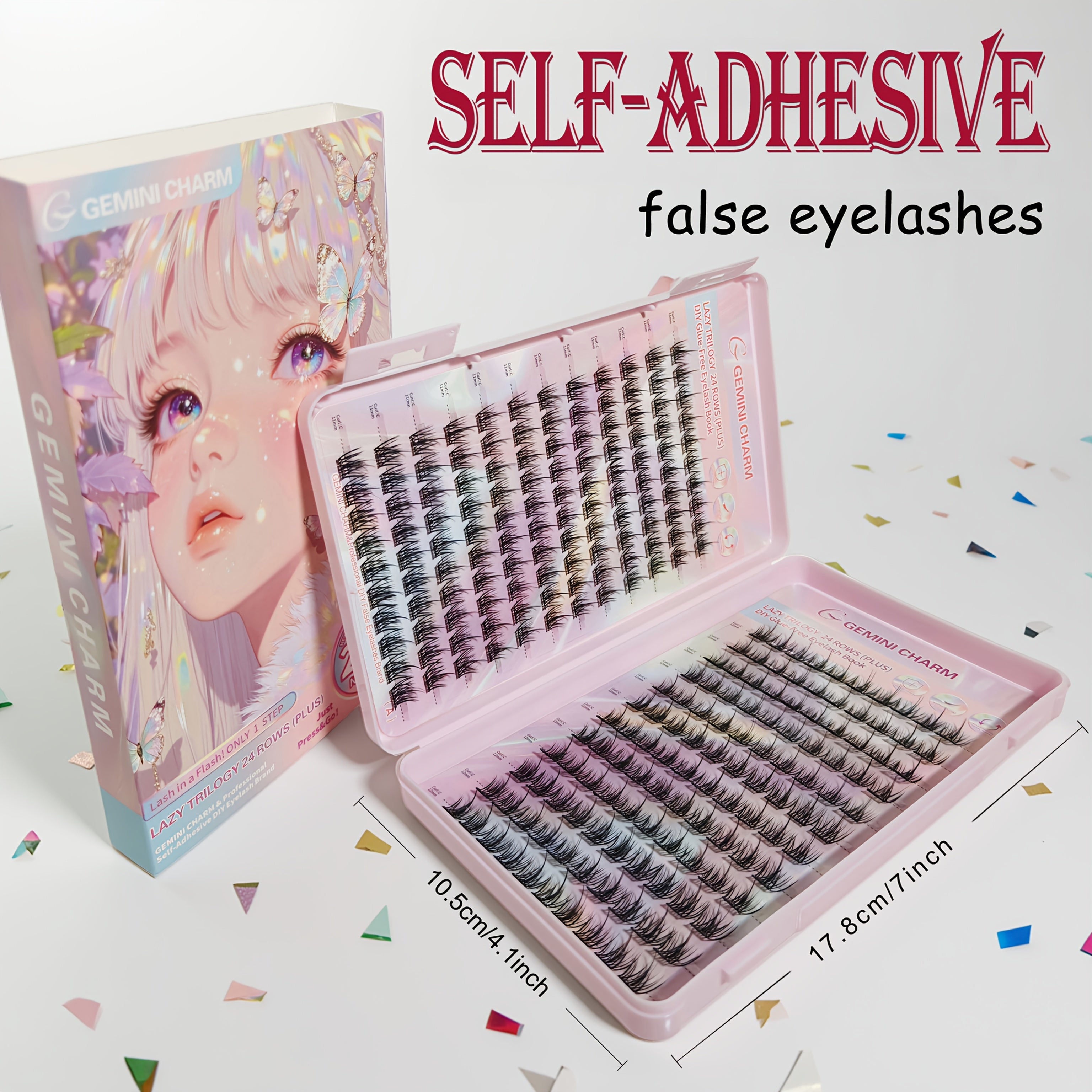 240pcs Self-Adhesive Eyelashes Book, No Glue Needed! Natural Wispy Lashes - Reusable, Lightweight, Easy to Apply for Beginners, Fluffy Anime-Style Cluster Lashes, High-Volume False Eyelash Kit, Cosmetics, Premium Gift Packaging