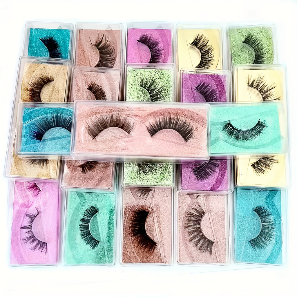 [40 Pairs 3D False Eyelashes] 10 Pairs, 20 Pairs, 30 Pairs, 40 Pairs of False Eyelashes from 1cm to 2cm, 3D Different Models