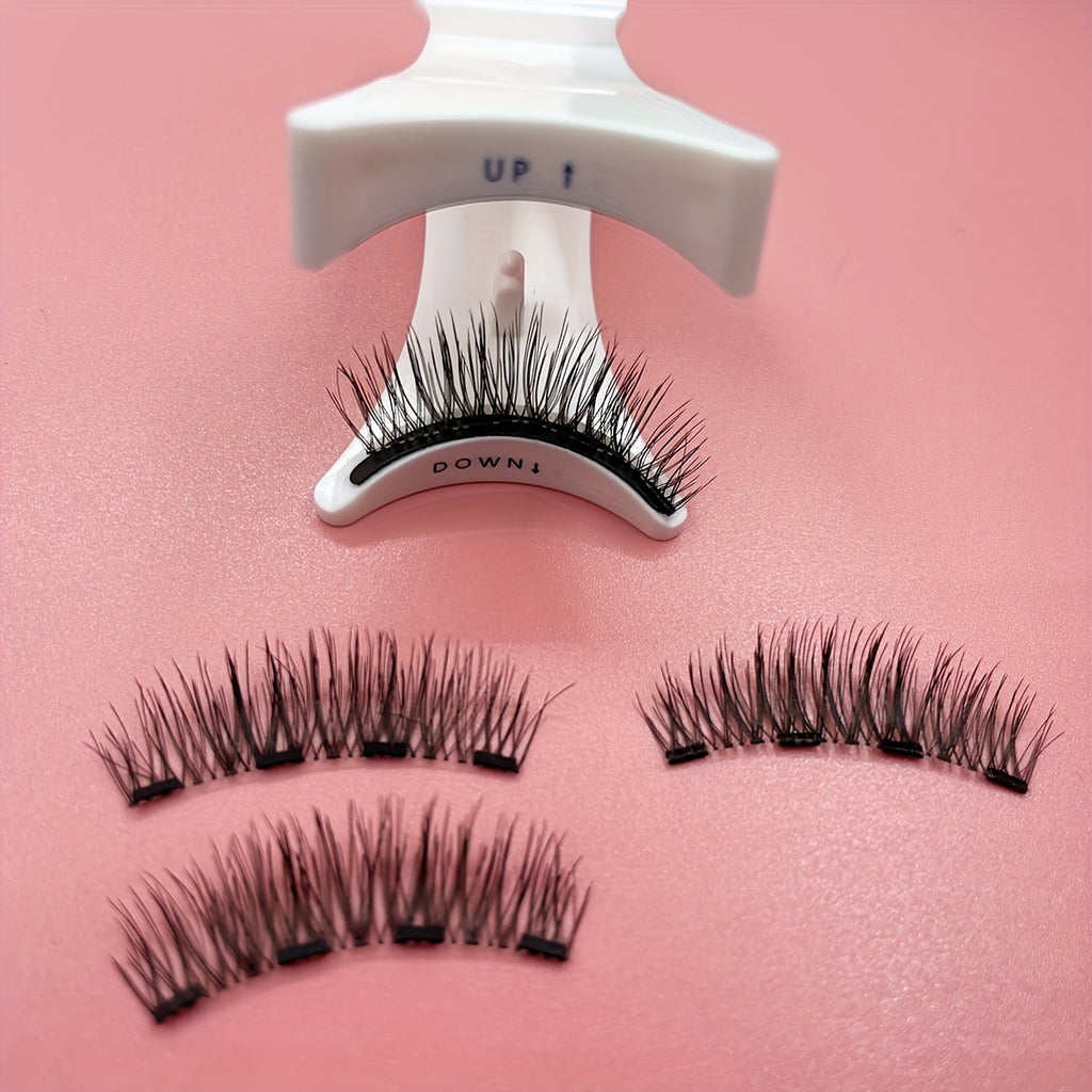 [Magnetic False Eyelashes] Reusable Magnetic False Eyelashes Set of 4 | No Adhesive Required, Alcohol-Free, Odorless Plastic Material, Professional Eye Makeup Accessories