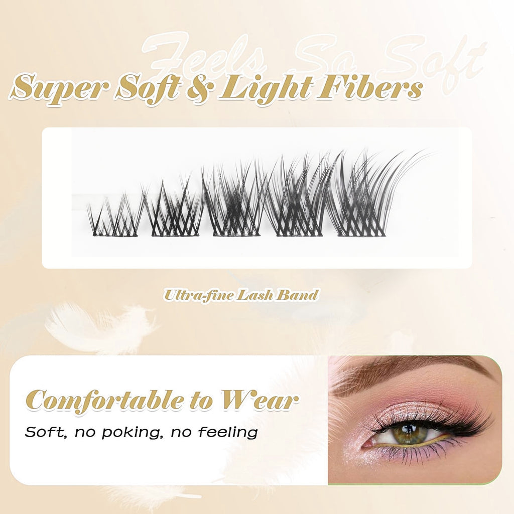 [Natural Clusters] Natural Eyelash Clusters | 140 in 14 Rows | Natural Clusters | Cat Eye Extensions | Left And Right Fox Eye Lashes