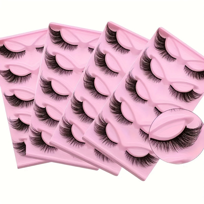 4 Boxes/20 Pairs Long 3D Fox Cat Eye False Eyelashes - Festive Gift, Slim, Thickened Tips for Dramatic Lengthening Effect - Reusable Strip Lashes for a Captivating Look, Perfect for Black Friday, Christmas, Thanksgiving, Mother's Day Parties & Events