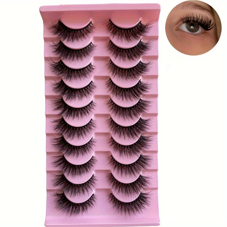 10 Pairs Fluffy Volume False Eyelashes - Visibly Thickened Natural Full Lashes, Fake Eyelashes