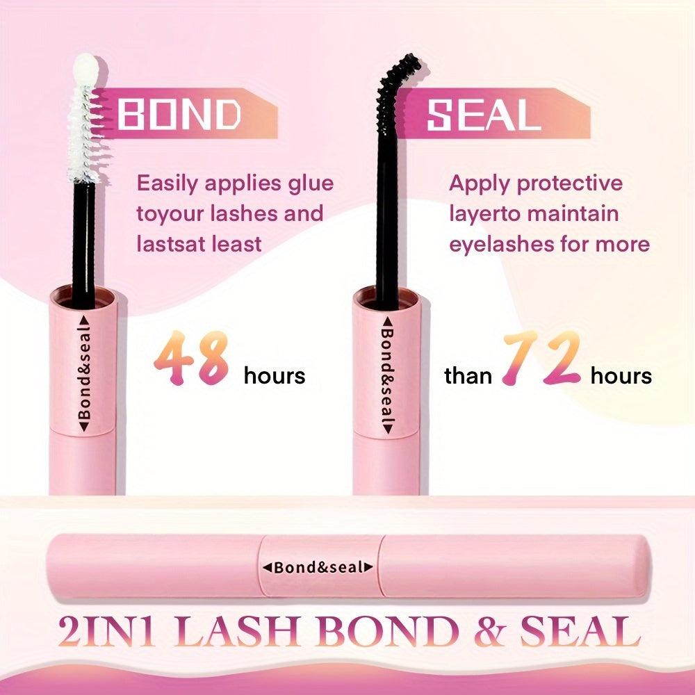 Waterproof Eyelash Extension Kit with Brush and Tweezers, Black Quick-Drying Glue, 72 Hours Hold, Comfortable Applicator Tool